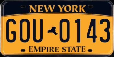 NY license plate GOU0143