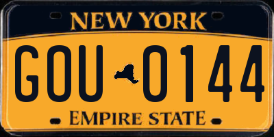 NY license plate GOU0144