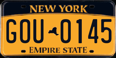 NY license plate GOU0145