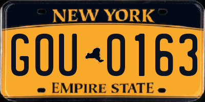 NY license plate GOU0163