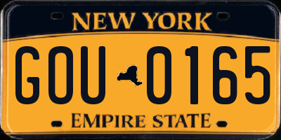 NY license plate GOU0165