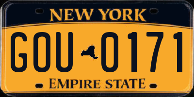 NY license plate GOU0171