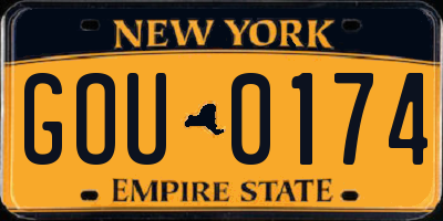 NY license plate GOU0174