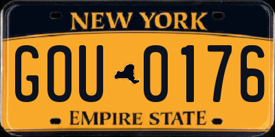 NY license plate GOU0176