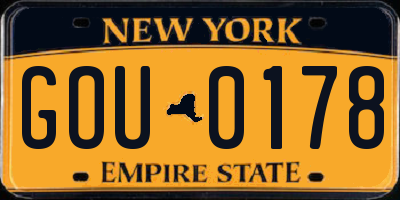 NY license plate GOU0178