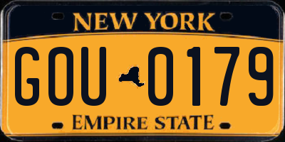 NY license plate GOU0179