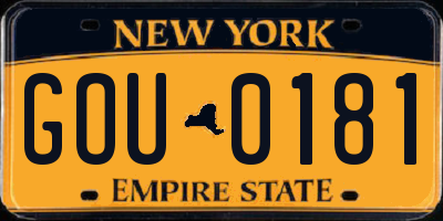 NY license plate GOU0181