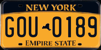 NY license plate GOU0189