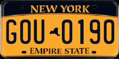 NY license plate GOU0190