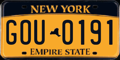 NY license plate GOU0191