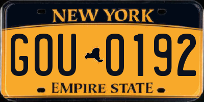NY license plate GOU0192