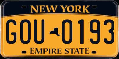 NY license plate GOU0193
