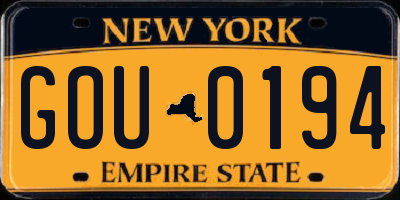 NY license plate GOU0194