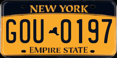 NY license plate GOU0197