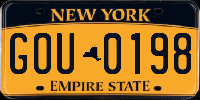 NY license plate GOU0198