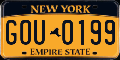 NY license plate GOU0199