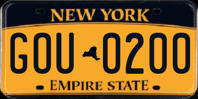 NY license plate GOU0200