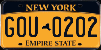 NY license plate GOU0202