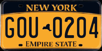 NY license plate GOU0204
