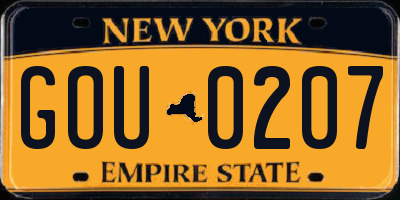 NY license plate GOU0207