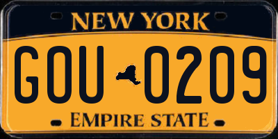 NY license plate GOU0209