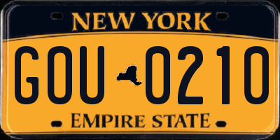 NY license plate GOU0210