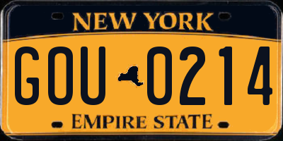 NY license plate GOU0214