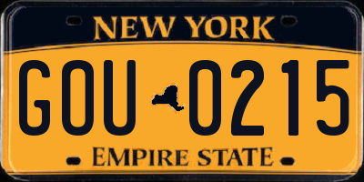 NY license plate GOU0215