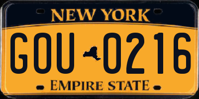 NY license plate GOU0216