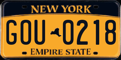 NY license plate GOU0218