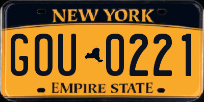 NY license plate GOU0221