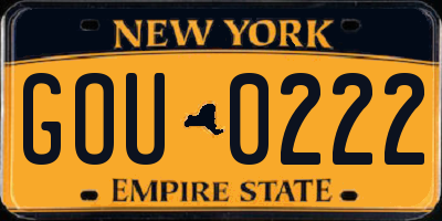 NY license plate GOU0222