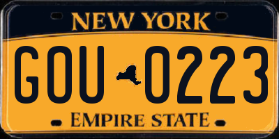 NY license plate GOU0223