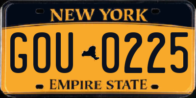 NY license plate GOU0225