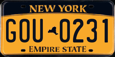 NY license plate GOU0231