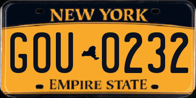 NY license plate GOU0232