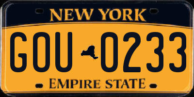 NY license plate GOU0233