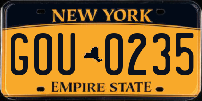 NY license plate GOU0235
