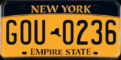 NY license plate GOU0236