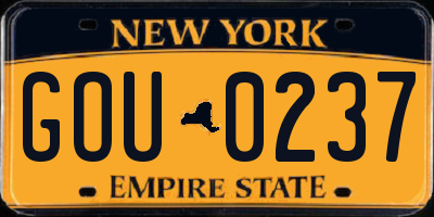 NY license plate GOU0237