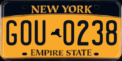NY license plate GOU0238
