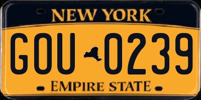 NY license plate GOU0239