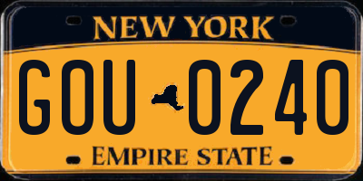 NY license plate GOU0240
