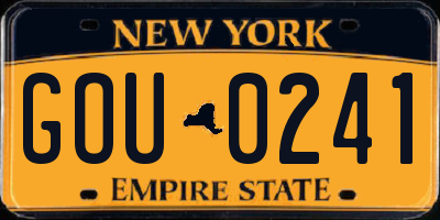 NY license plate GOU0241
