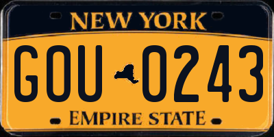 NY license plate GOU0243