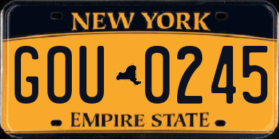 NY license plate GOU0245