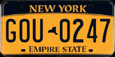 NY license plate GOU0247