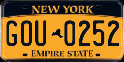NY license plate GOU0252