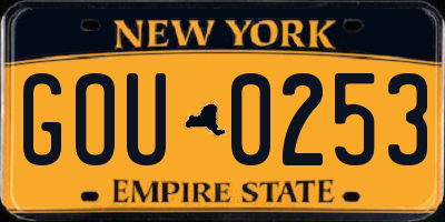 NY license plate GOU0253