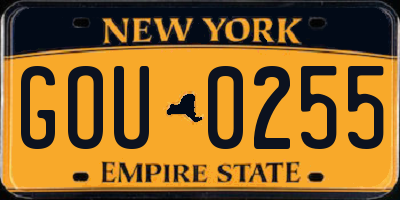 NY license plate GOU0255